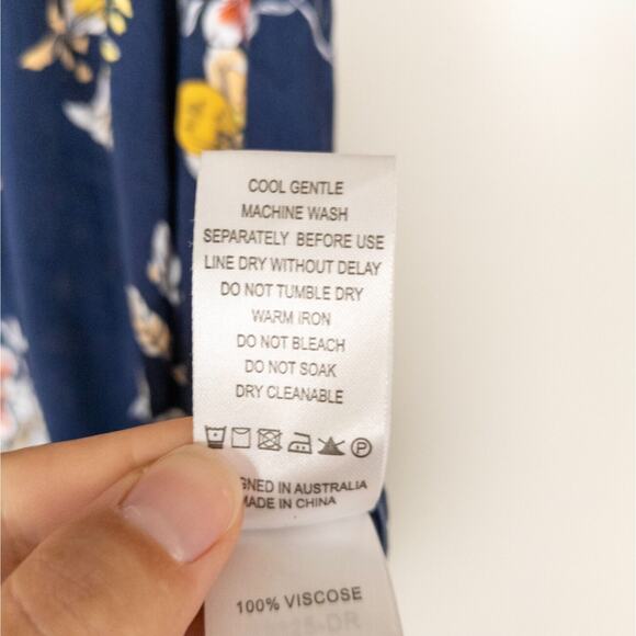 SEAFOLLY Mid Summer Maxi Beach Dress Swim Cover Up Navy Floral Women's Large - Picture 6 of 6